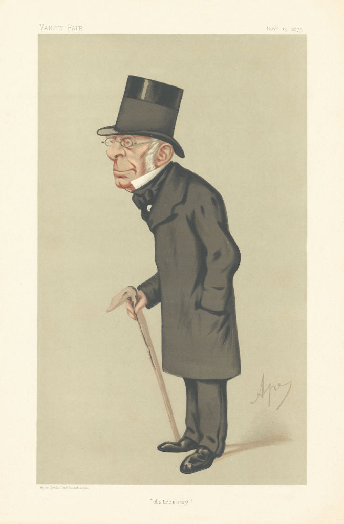 VANITY FAIR SPY CARTOON Sir George Biddell Airy 'Astronomy'. By Ape 1875 print